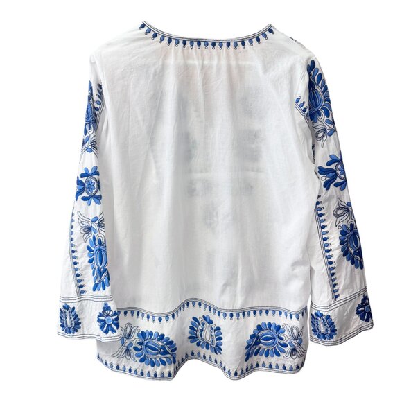 Soft Surroundings NEW Vera Blue Floral Embroidered Cotton Tunic Top size PXL - Picture 11 of 13